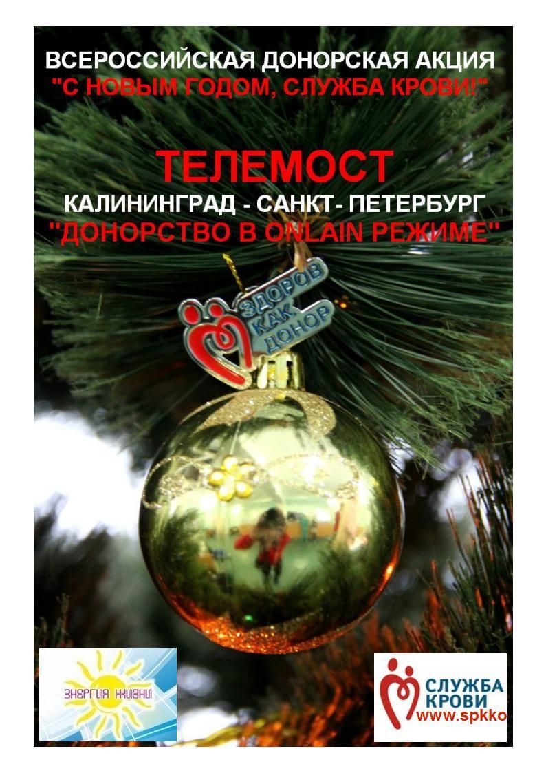 Санкт-Петербург поздравил калининградских доноров с наступающим Новым 2015 Годом!